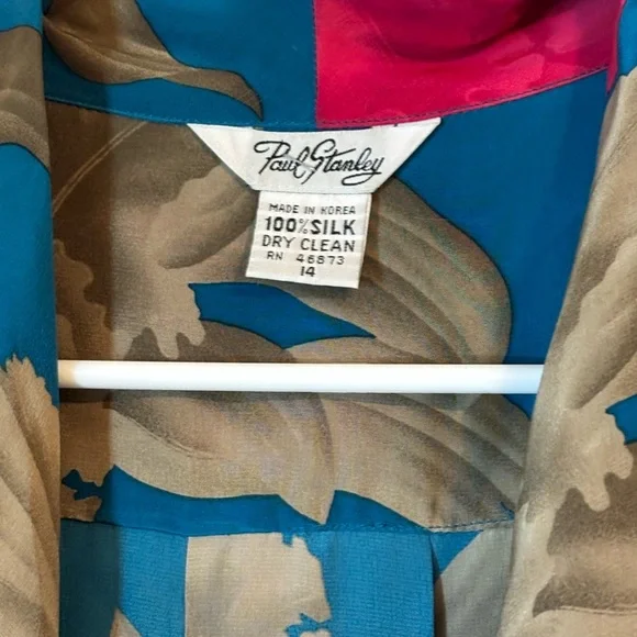 Vintage Paul Stanley 80s Women’s Size 14 Silk Top Floral Retro 90s Butter Mom - Picture 6 of 13